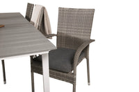 Rektangulært spisebord Levels & Anna 229 × 100 + 2-pakk spisestol – hvit og grå