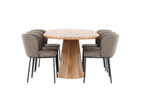 Spisegruppe Edina & Stjärnö 2-pakk + Ovalt 200 x 90 – brun og natur