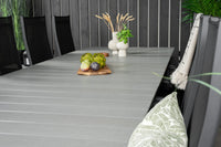 Spisebord Levels & Copacabana 229 × 100 + liggestol 2-pakk – svart