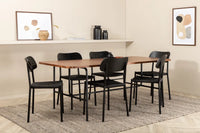 Spisebord Uno & Polly 200 x 90 + Spisestol 2-pakk – natur og svart