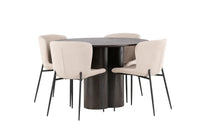 Spisegruppe Modesto & Olivia 2-pakk + Rund Spisebord ⌀110 – beige og mokka