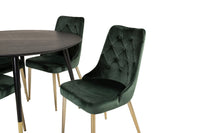 Spisegruppe Dipp & Velvet Deluxe Rund ⌀115 + 2-pakk spisestoler – svart og grønn
