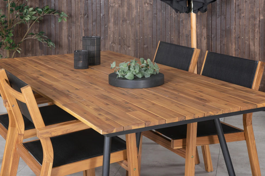 Spisestol Venice & Chan 2-pakk + rektangulært spisebord 200 × 100 – natur