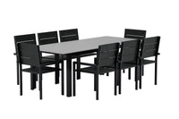 Spisegruppe Levels rektangulær 229 × 100 + spisestol 2-pakk – svart