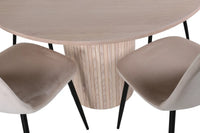 Spisebord Bianca & Polar rundt ⌀110 + Spisestol 2-pakk – whitewash og beige