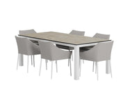 Spisestol Spoga & Llama 2-pakk + Rektangulært spisebord 205 × 100 – grå