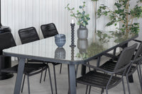 Spisegruppe Paola & Lindos rektangulært 200 × 100 + 2-pakk spisestoler – svart