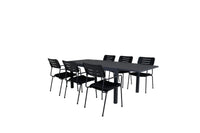 Spisestol Nicke & Marbella 2-pakk + rektangulært spisebord 160 x 100 – svart