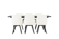 Spisegruppe rektangulær 200 x 90 + spisestol 2-pakk – svart og beige