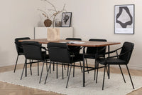 Spisestol Tvist & Uno 2-pakk – svart + Rektangulært spisebord 200 x 90 – natur