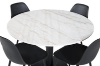 Spisegruppe Polar & Estelle 2-pakk + Rundt spisebord ⌀106 – svart og hvit