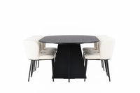 Spisegruppe Bootcut & Edina oval 230 x 115 + spisestol 2-pakk – svart og hvit