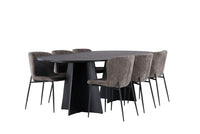 Spisegruppe Bootcut & Modesto oval 230 x 115 2-pakk – svart og brun