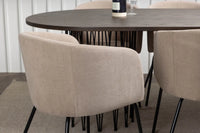 Spisegruppe oval 220 x 100 – beige og mokka