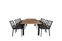Spisestol Dallas & Panama 2-pakk + rektangulært spisebord 224 x 100 – svart