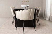 Spisestol Limhamn & Vail 2-pakk – beige + rektangulært spisebord 200 × 100 – svart
