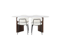 Spisegruppe oval 2-pakk 180 x 90 – hvit og lys grå