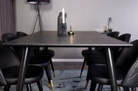 Spisegruppe Dipp & Velvet 180 x 90 + 2-pakk spisestol – svart