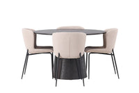 Spisestol Modesto & Lanzo 2-pakk + Rundt spisebord ⌀120 – beige og mokka