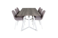 Spisegruppe Marina & Polar 180 x 90 + 2-pakk spisestoler – grå