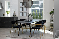 Spisestol Arrow & Gold 2-pakk + Spisebord rektangulært 180 x 85 – svart