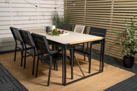 Spisestol Levels & Texas 2-pakk – svart + Spisebord rektangulært 200 × 100 – lys grå