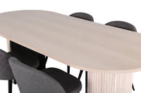 Spisegruppe oval 200 x 90 + spisestol 2-pakk – hvitkalket og grå