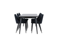 Spisestol 2-pakk + rektangulært spisebord 230 x 85 – svart