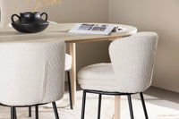 Spisegruppe oval 180 x 90 + 2-pakk spisestol – hvitvasket og hvit