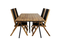 Spisestol Little John & Chan 2-pakk – svart + rektangulært spisebord 200 × 100 – natur