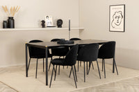 Spisestol Wrinkles & Pelle 2-pakk + Rektangulært spisebord 190 x 90 – svart