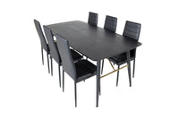 Spisegruppe Gold & Slim 180 x 85 + 2-pakk spisestoler – svart