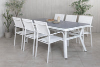 Spisegruppe Virya & Santorini 200 × 100 + 2-pakk spisestol – hvit