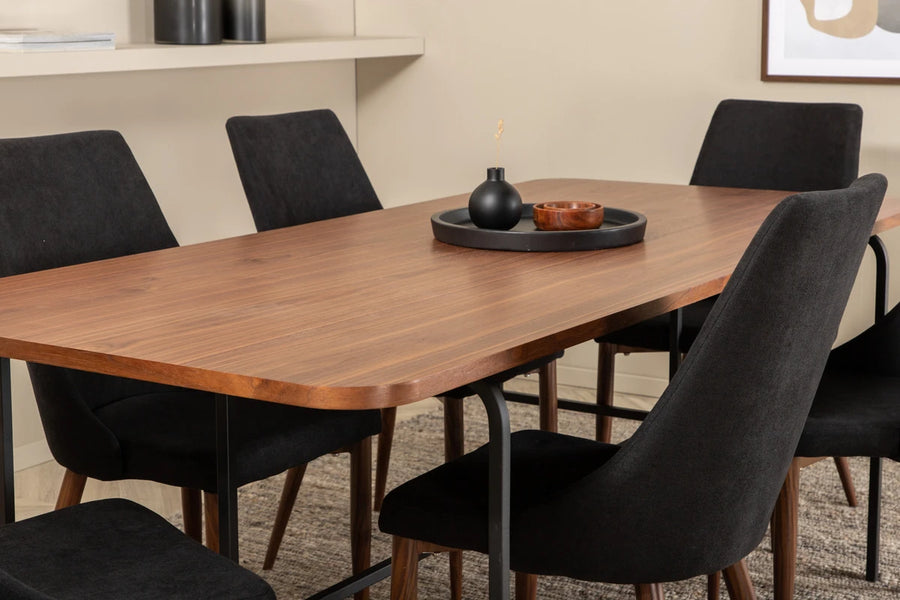 Spisegruppe Uno & Leone 200 x 90 2-pakk – natur og svart