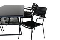 Spisegruppe Dallas & Lindos 193 x 90 + spisestol 2-pakk – svart