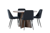 Spisestol Night & Bootcut 2-pakk + Rundt spisebord ⌀110 – svart og mokka