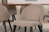 Spisegruppe Uno & Velvet rektangulært 200 x 90 + spisestol 2-pakk – natur og beige