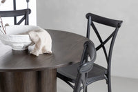 Spisestol Crosett & Olivia 2-pakk + Rundt spisebord ⌀110 – svart og mokka