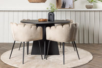 Spisegruppe Limhamn & Bootcut med runde spisebord ⌀110 – beige og svart