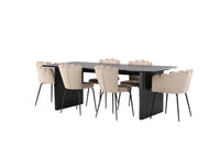 Spisestol Limhamn & Vail 2-pakk – beige + rektangulært spisebord 200 × 100 – svart