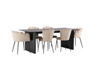 Spisestol Limhamn & Vail 2-pakk – beige + rektangulært spisebord 200 × 100 – svart