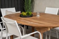 Spisestol Santorini & Kenya 2-pakk + Spisebord ovalt 180 x 120 – hvit og natur
