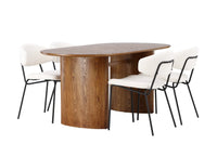 Spisegruppe oval 2-pakk 180 x 90 – hvit og natur