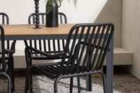 Spisebord 150 x 90 + spisestol 2-pakk – mørkegrå og svart