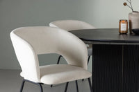 Spisestol 2-pakk + Rundt spisebord ⌀130 – offwhite og svart