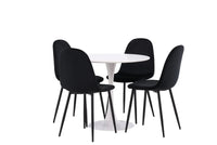 Spisestol Polar & Hamden 2-pakk – svart + Spisebord rundt ⌀80 – hvit
