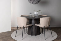 Spisestol Modesto & Lanzo 2-pakk + Rundt spisebord ⌀120 – beige og mokka