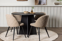 Spisestol Velvet & Bootcut 2-pakk + rundt spisebord ⌀110 – beige og svart