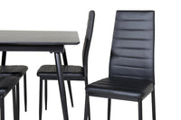 Spisegruppe Silar & Slim 120 x 80 + spisestol 2-pakk – svart
