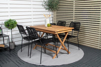 Spisegruppe Kenya & Lindos 120 x 70 + spisestoler 2-pakk – natur og svart